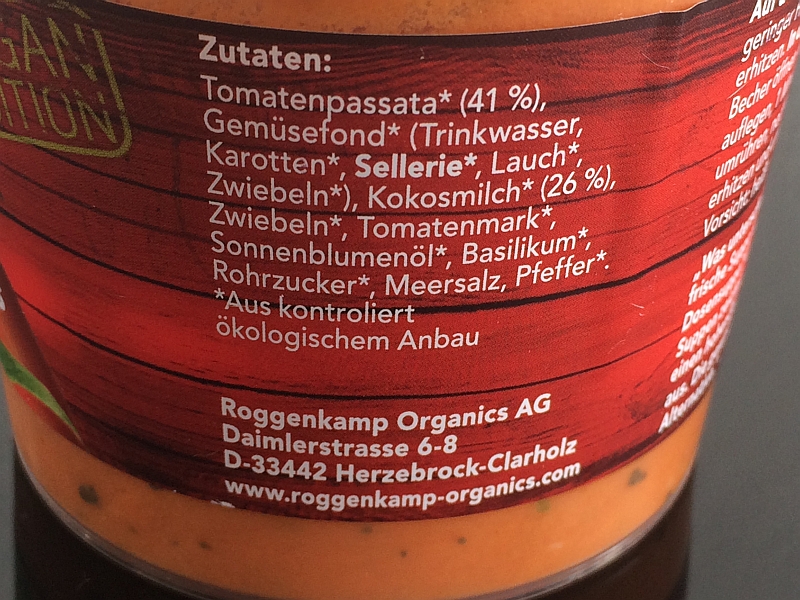 Roggenkamp Organics Zutaten Tomaten-Kokos-Suppe