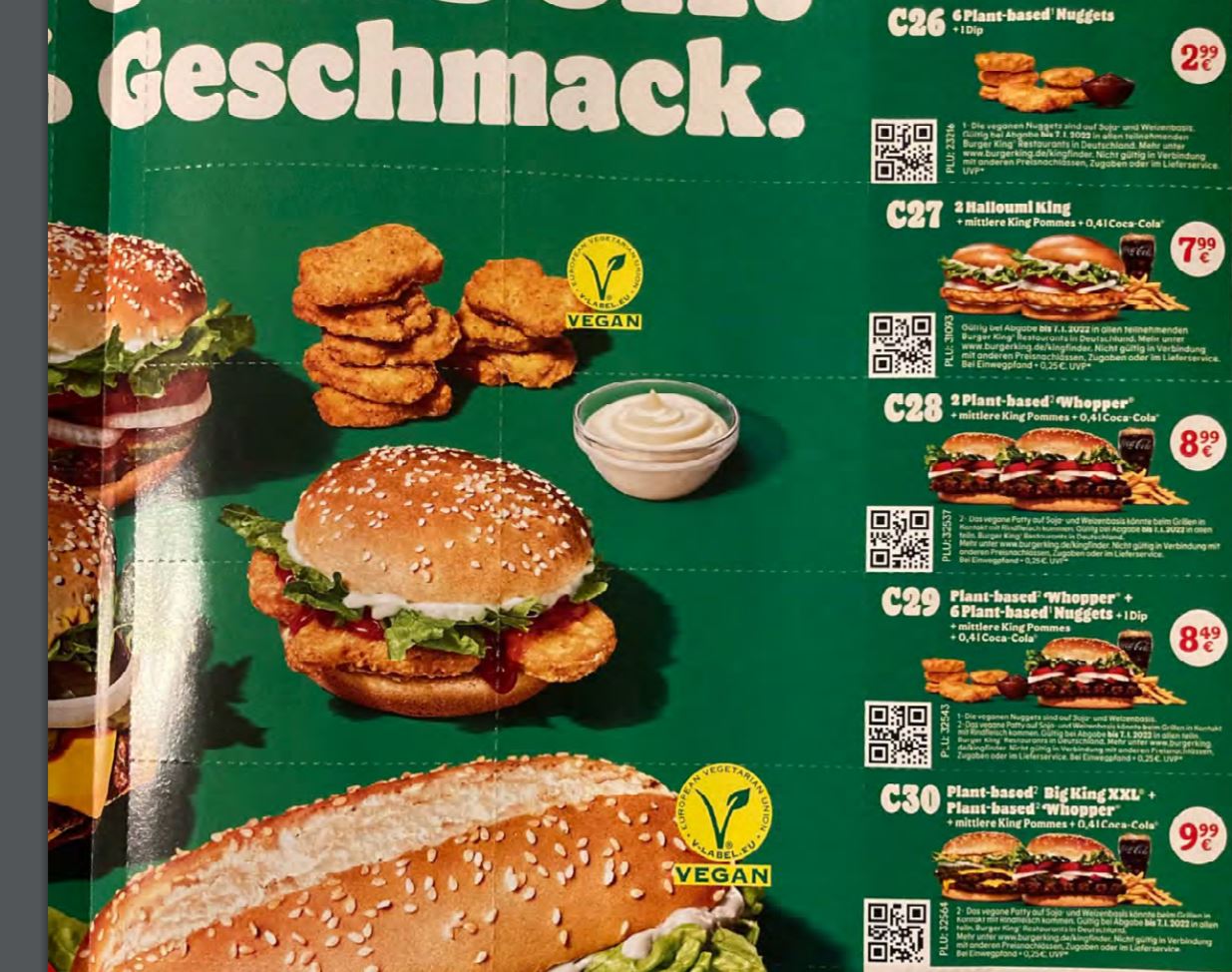 Burger King Coupon für vegane und vegetarische Burger